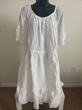 NWT Knox Rose White Boho Embroidered Peasant Midi Dress 1X